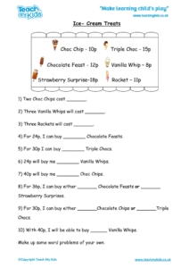 Worksheets for kids - icecream-treats